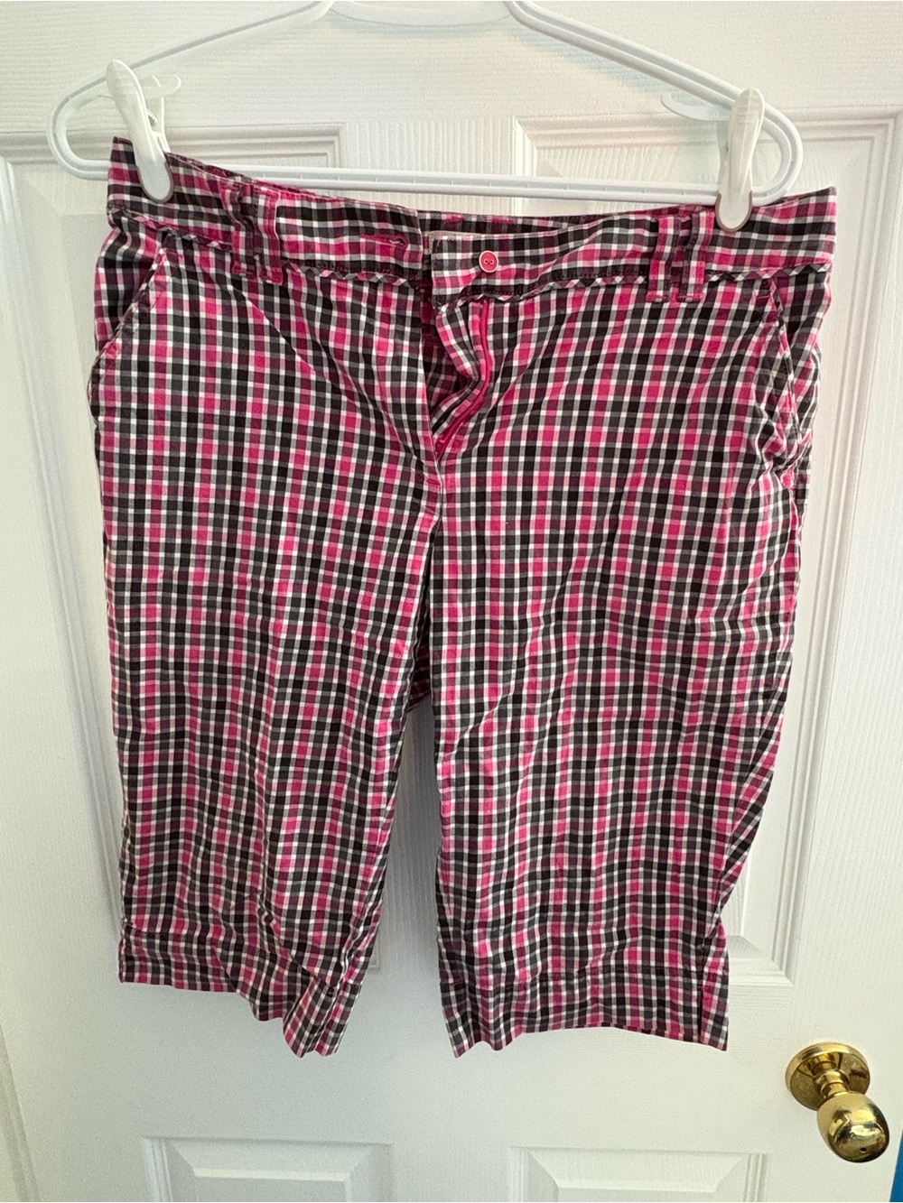 Pink and Black Plaid Golf Capris